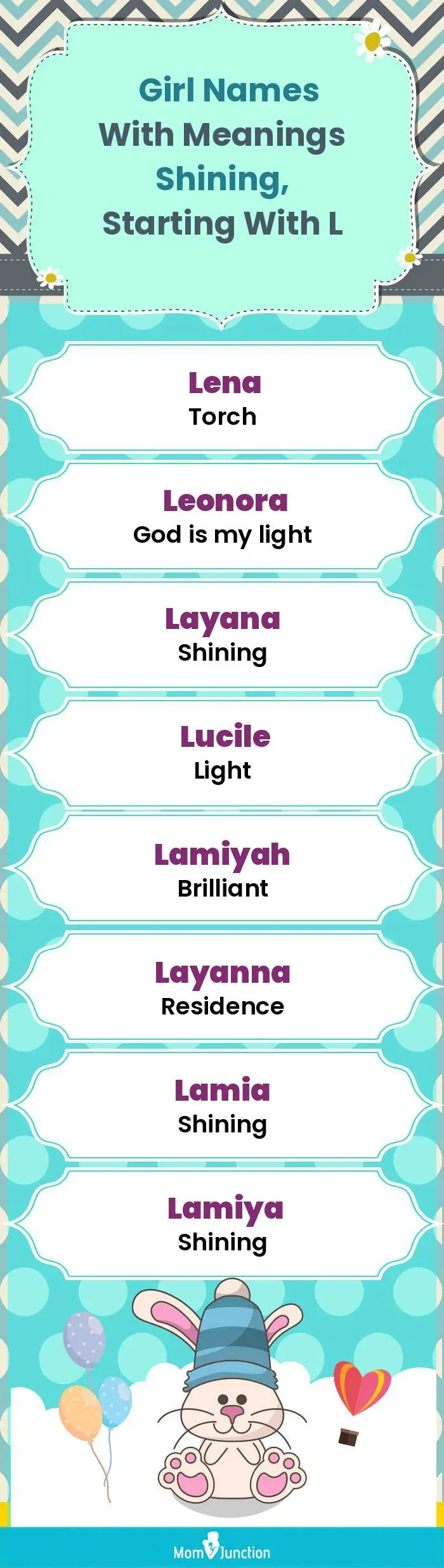  Girl Names with Meanings Shining, Starting With L(infographic)