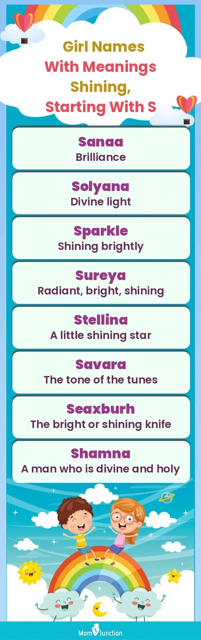  Girl Names with Meanings Shining, Starting With S(infographic)