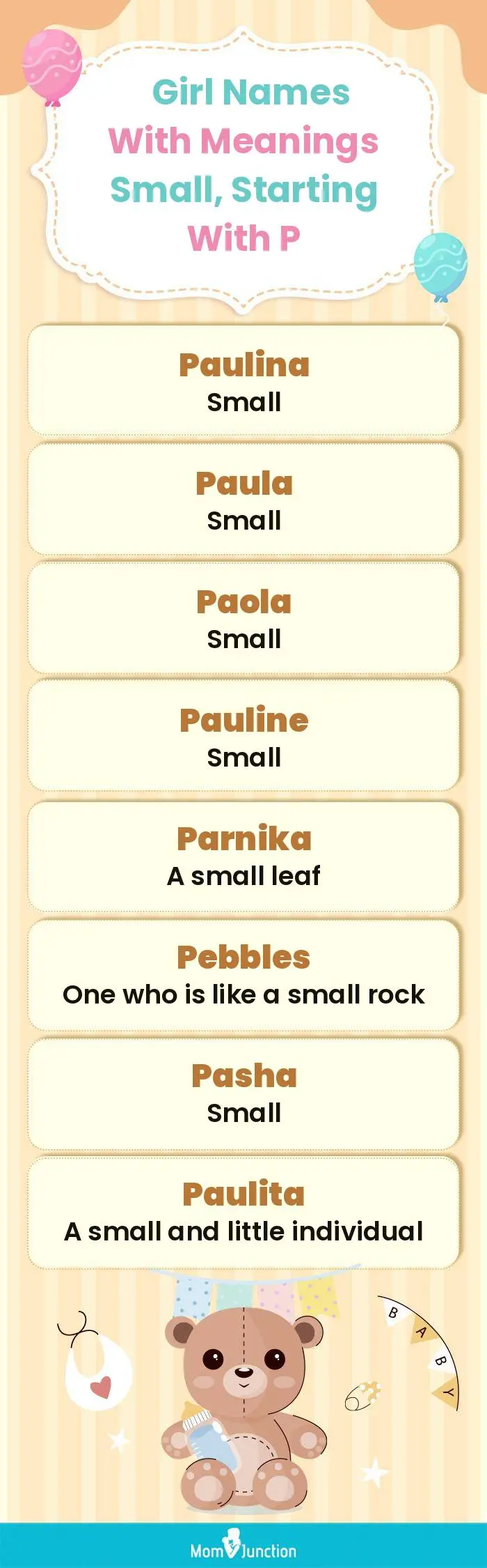  Girl Names with Meanings Small, Starting With P(infographic)