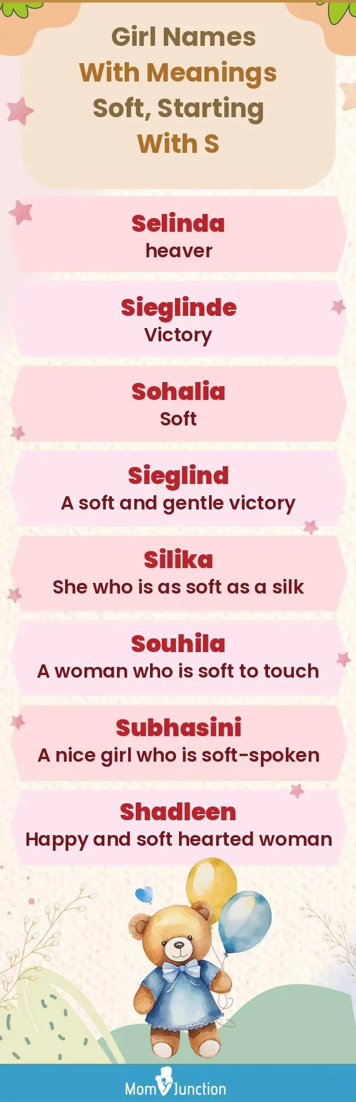  Girl Names with Meanings Soft, Starting With S(infographic)