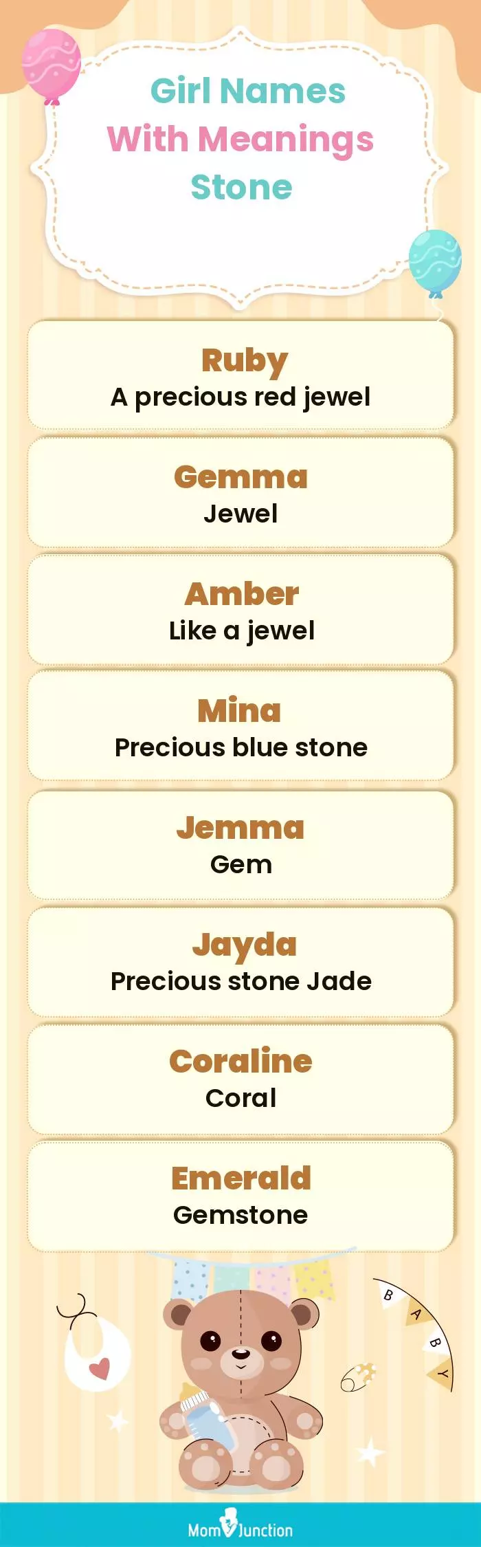  Girl Names with Meanings Stone(infographic)