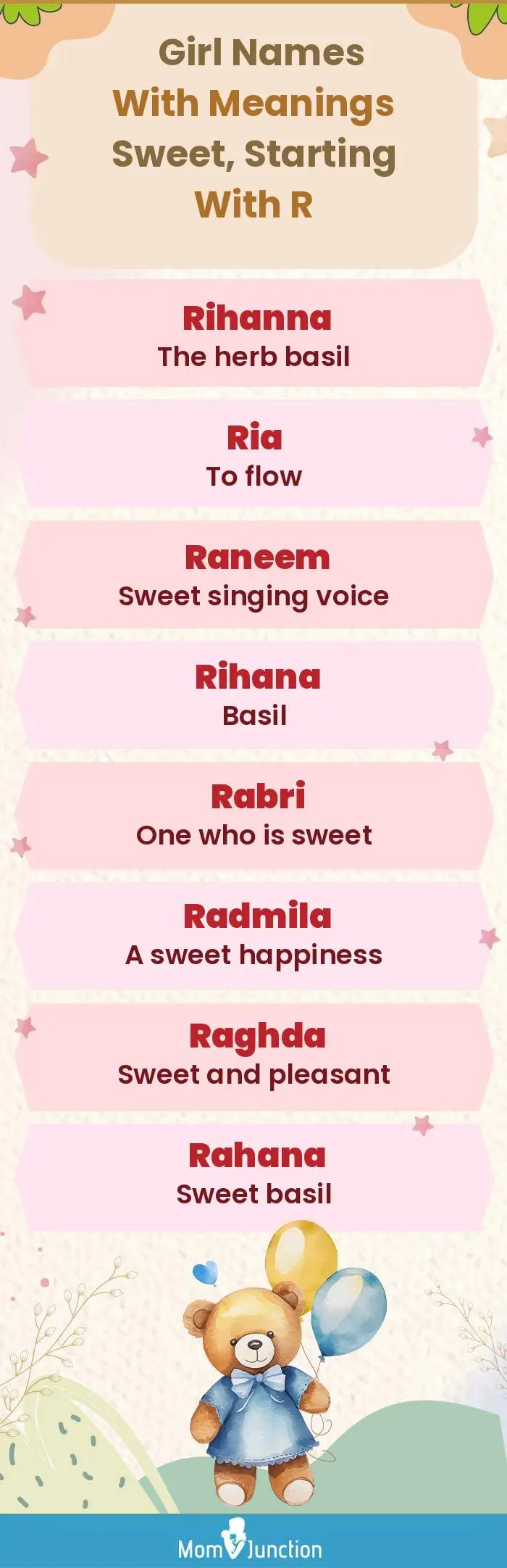  Girl Names with Meanings Sweet, Starting With R(infographic)