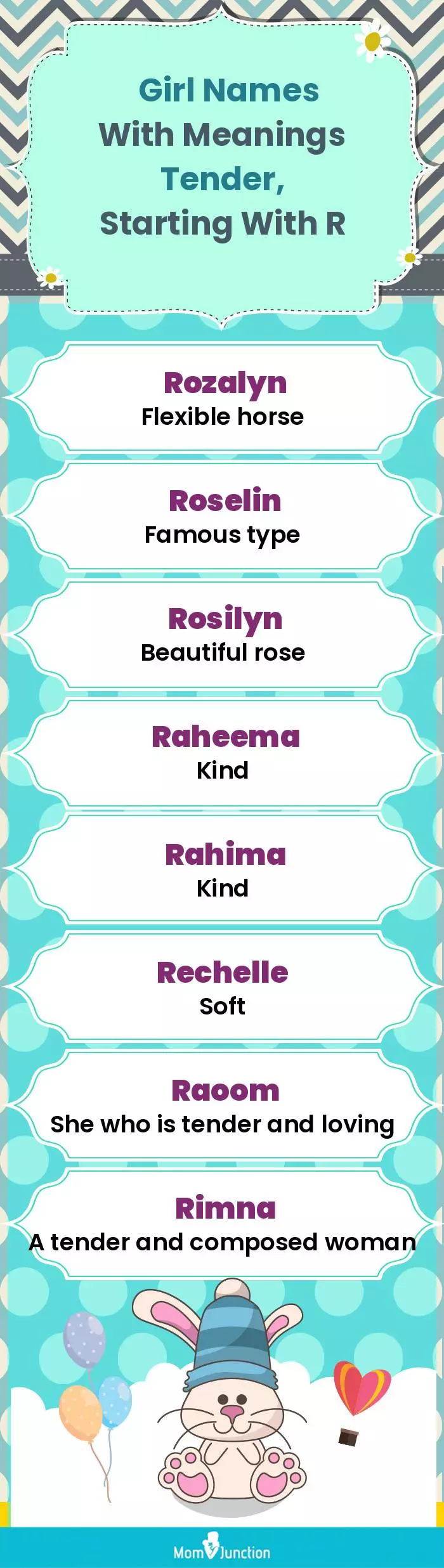  Girl Names with Meanings Tender, Starting With R(infographic)