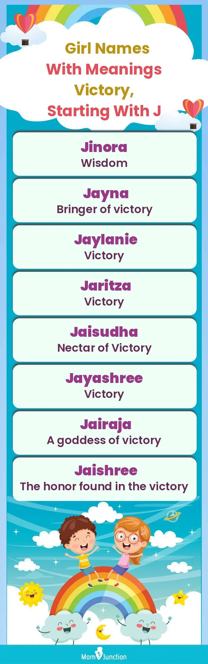  Girl Names with Meanings Victory, Starting With J(infographic)