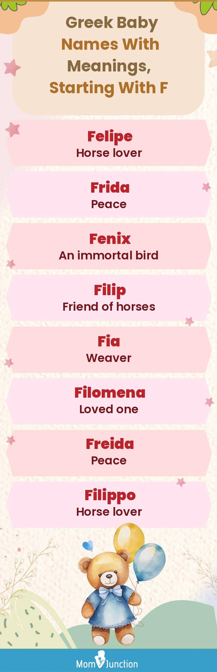  Greek Baby Names with Meanings, Starting With F(infographic)