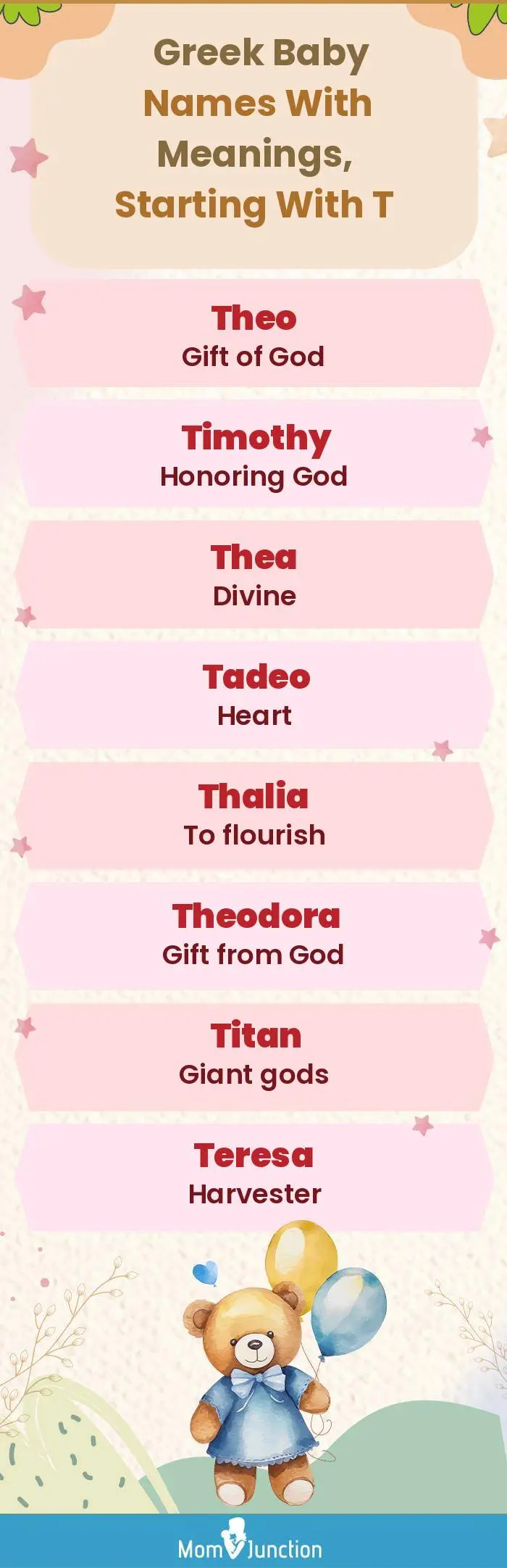  Greek Baby Names with Meanings, Starting With T(infographic)