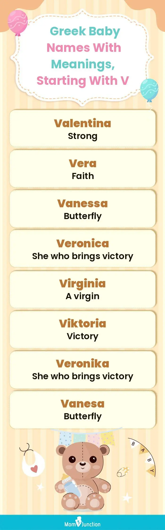  Greek Baby Names with Meanings, Starting With V(infographic)