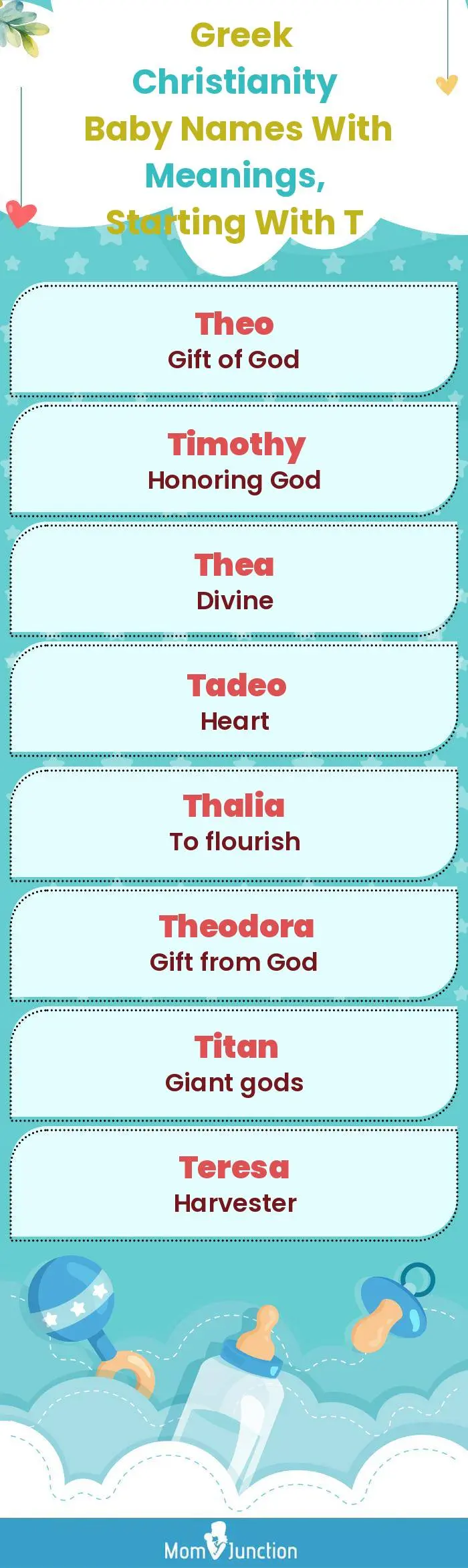  Greek Christianity Baby Names with Meanings, Starting With T(infographic)