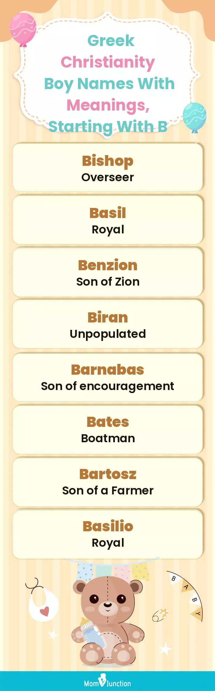  Greek Christianity Boy Names with Meanings, Starting With B(infographic)