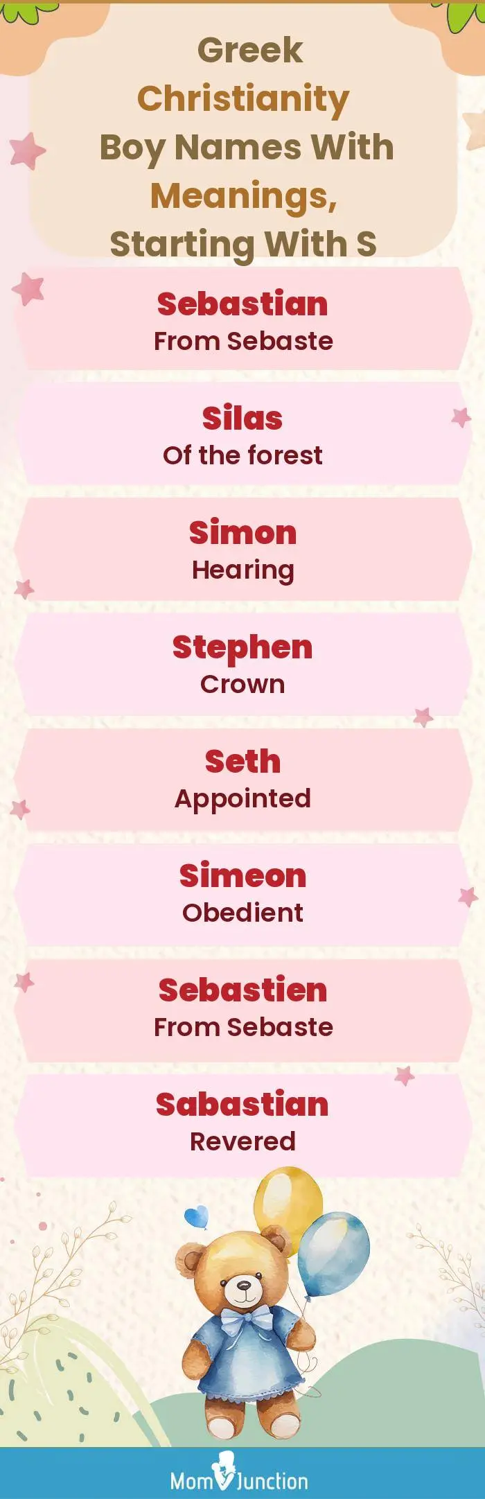  Greek Christianity Boy Names with Meanings, Starting With S(infographic)