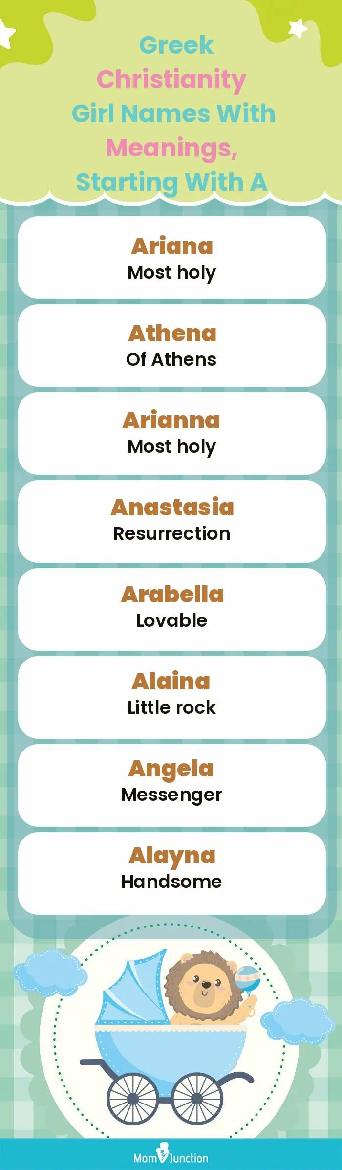  Greek Christianity Girl Names with Meanings, Starting With A(infographic)