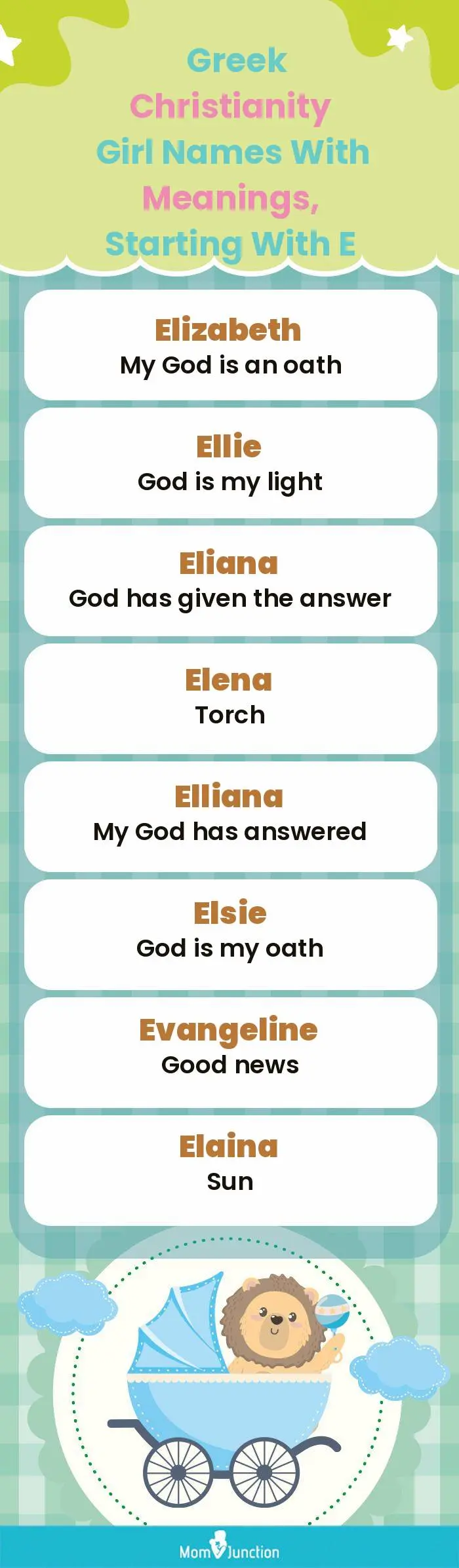  Greek Christianity Girl Names with Meanings, Starting With E(infographic)