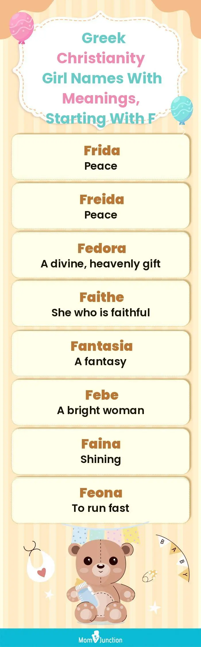  Greek Christianity Girl Names with Meanings, Starting With F(infographic)