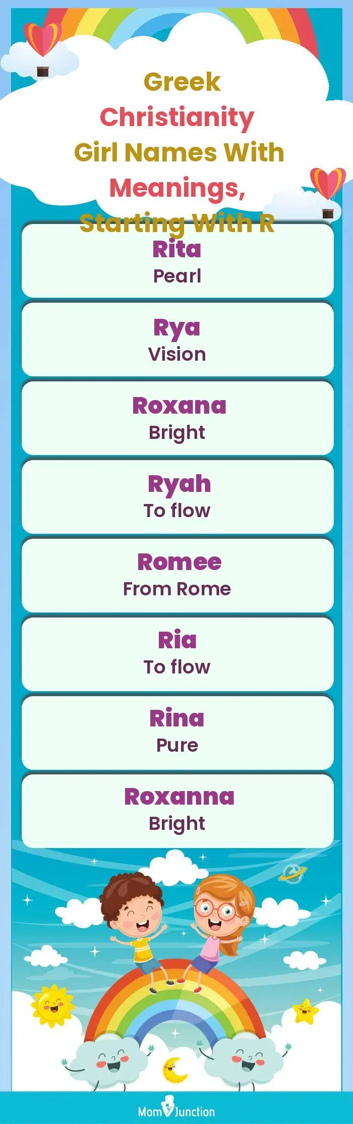  Greek Christianity Girl Names with Meanings, Starting With R(infographic)