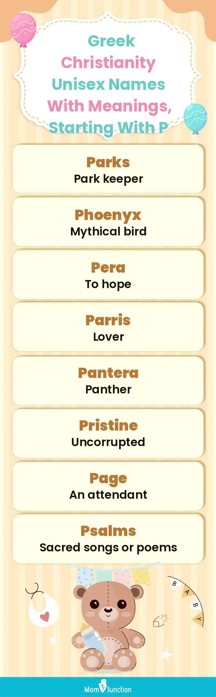  Greek Christianity Unisex Names with Meanings, Starting With P(infographic)