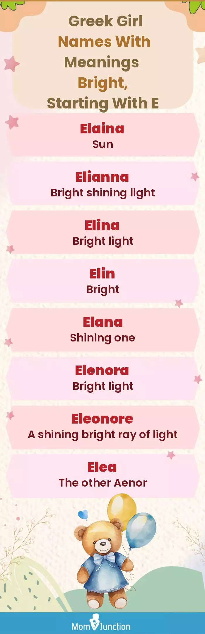  Greek Girl Names with Meanings Bright, Starting With E(infographic)