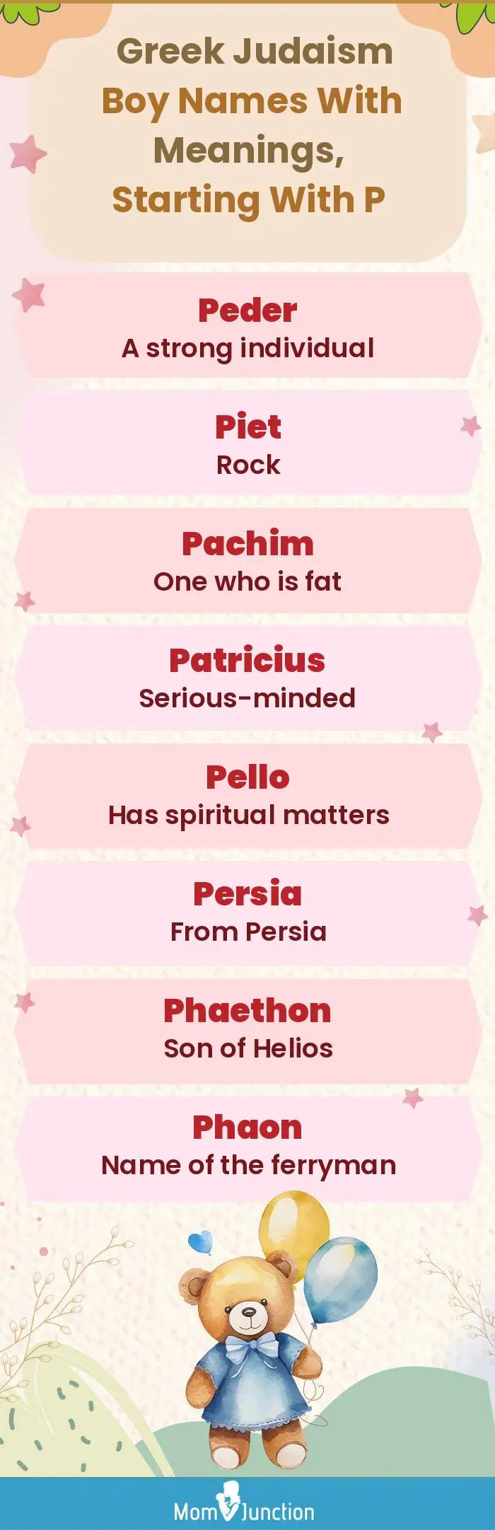  Greek Judaism Boy Names with Meanings, Starting With P(infographic)