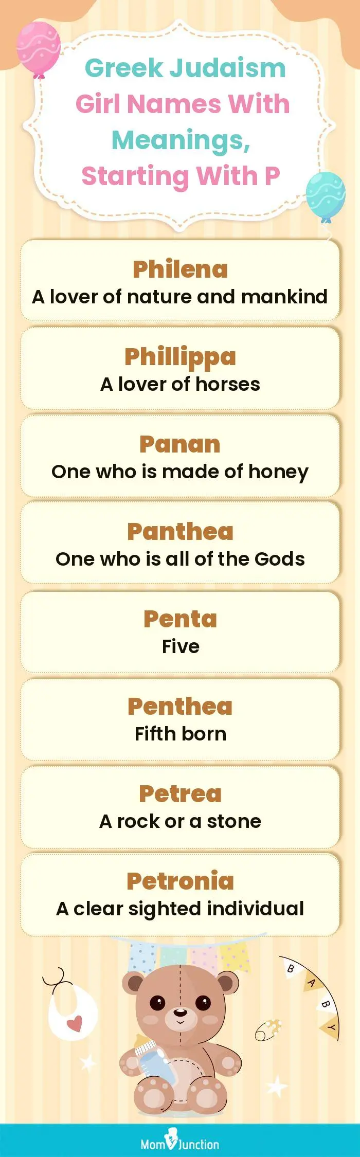  Greek Judaism Girl Names with Meanings, Starting With P(infographic)