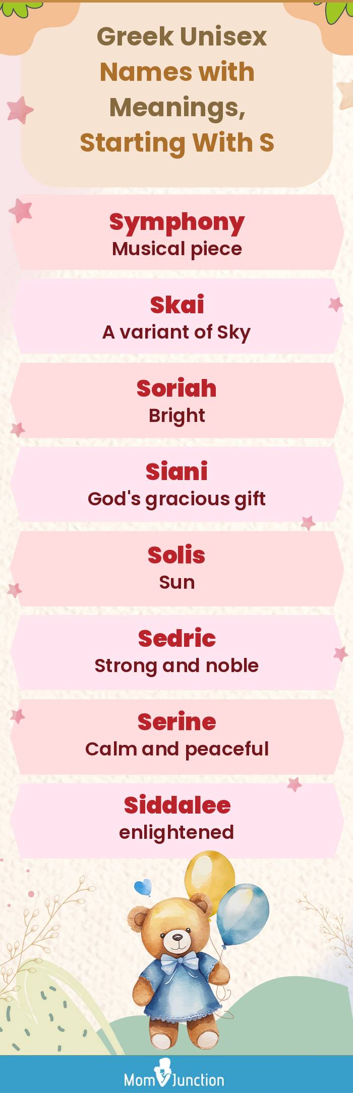  Greek Unisex Names with Meanings, Starting With S(infographic)