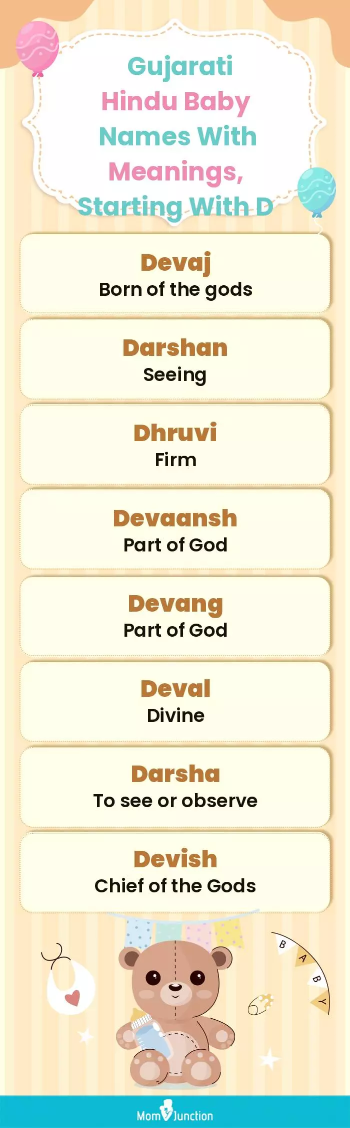  Gujarati Hindu Baby Names with Meanings, Starting With D(infographic)