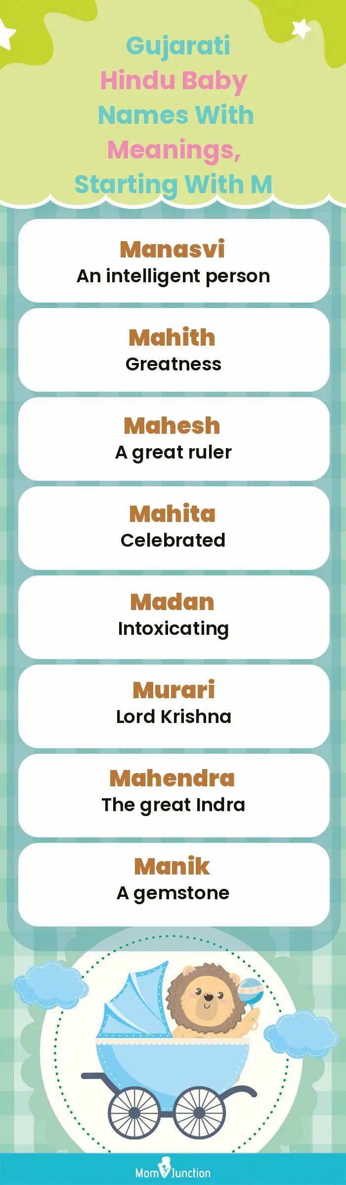  Gujarati Hindu Baby Names with Meanings, Starting With M(infographic)