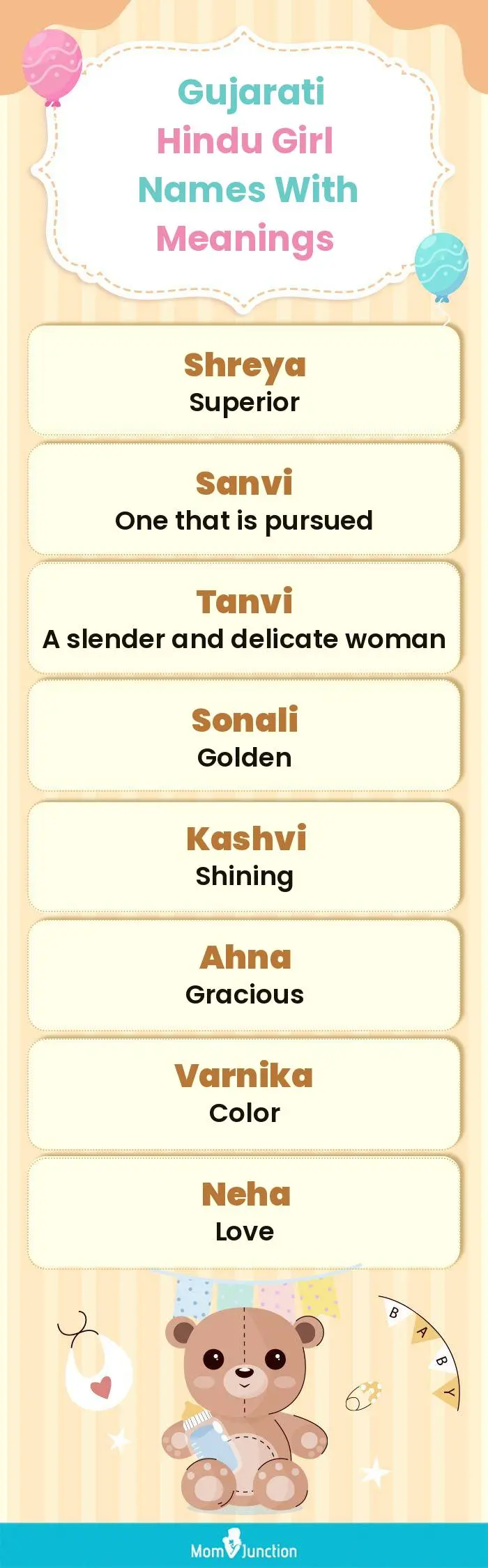  Gujarati Hindu Girl Names with Meanings(infographic)