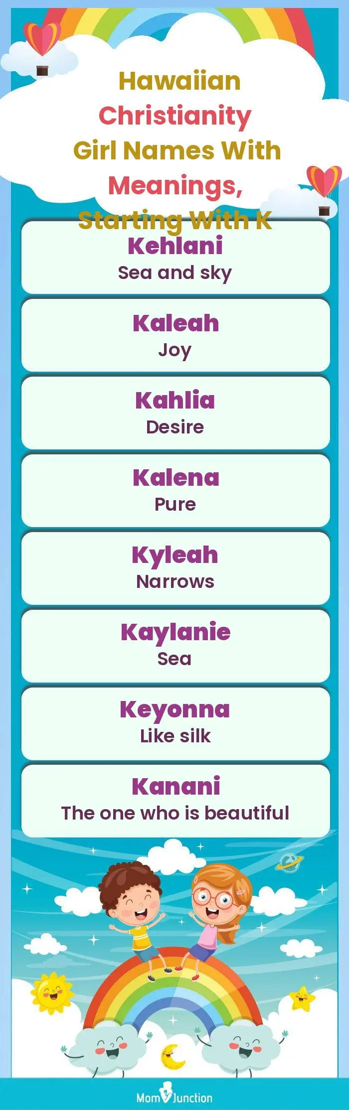  Hawaiian Christianity Girl Names with Meanings, Starting With K(infographic)