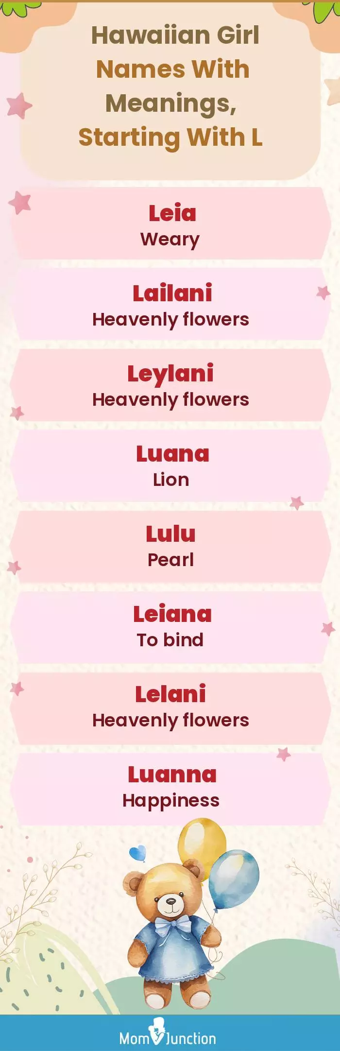  Hawaiian Girl Names with Meanings, Starting With L(infographic)