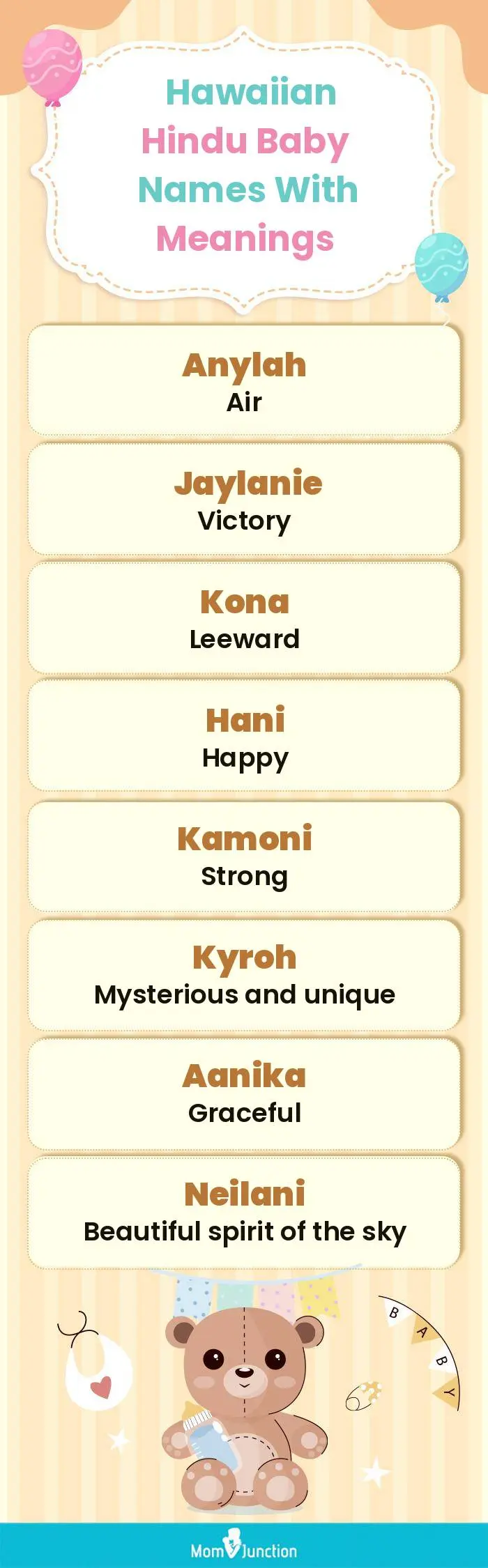  Hawaiian Hindu Baby Names with Meanings(infographic)