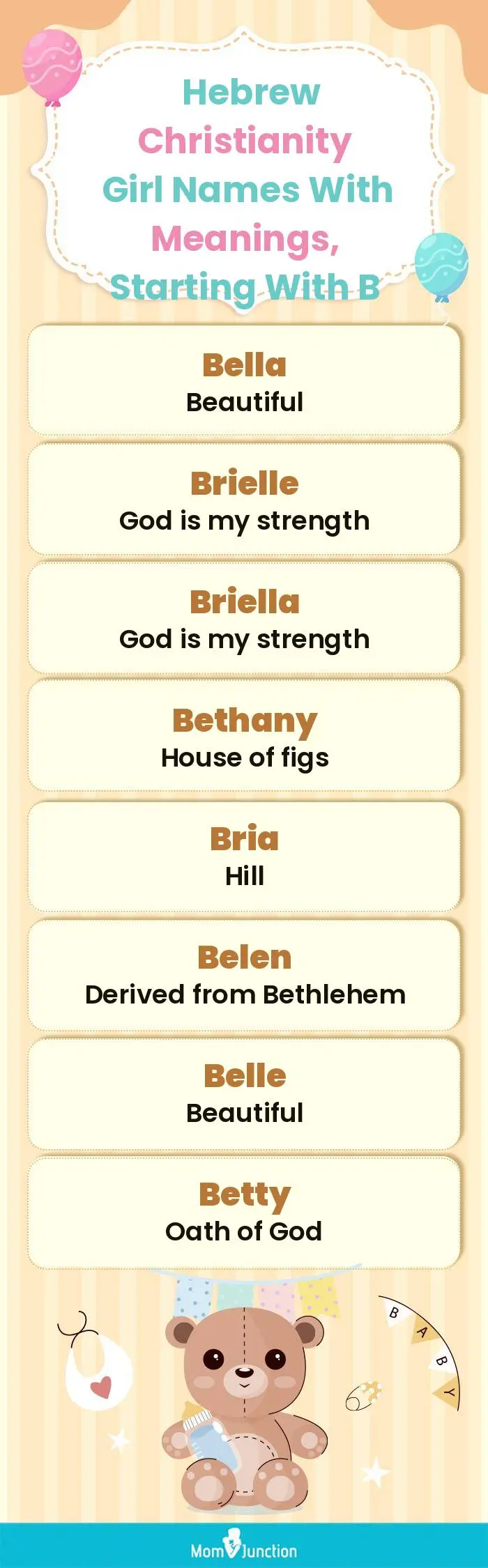  Hebrew Christianity Girl Names with Meanings, Starting With B(infographic)