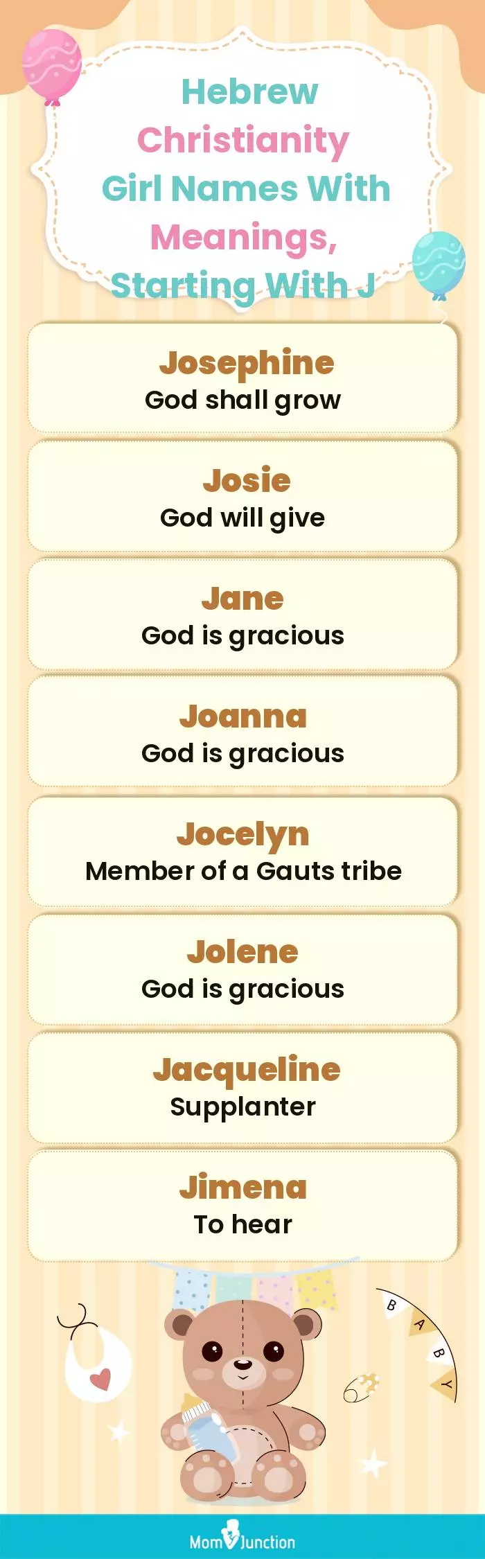  Hebrew Christianity Girl Names with Meanings, Starting With J(infographic)