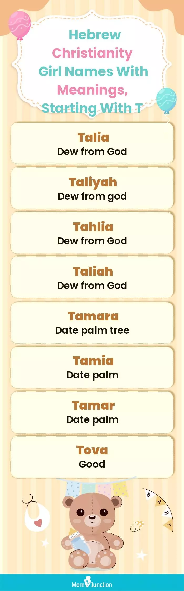  Hebrew Christianity Girl Names with Meanings, Starting With T(infographic)