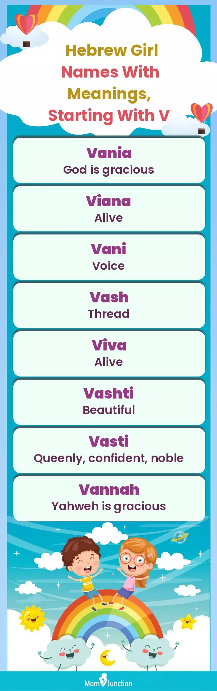  Hebrew Girl Names with Meanings, Starting With V(infographic)