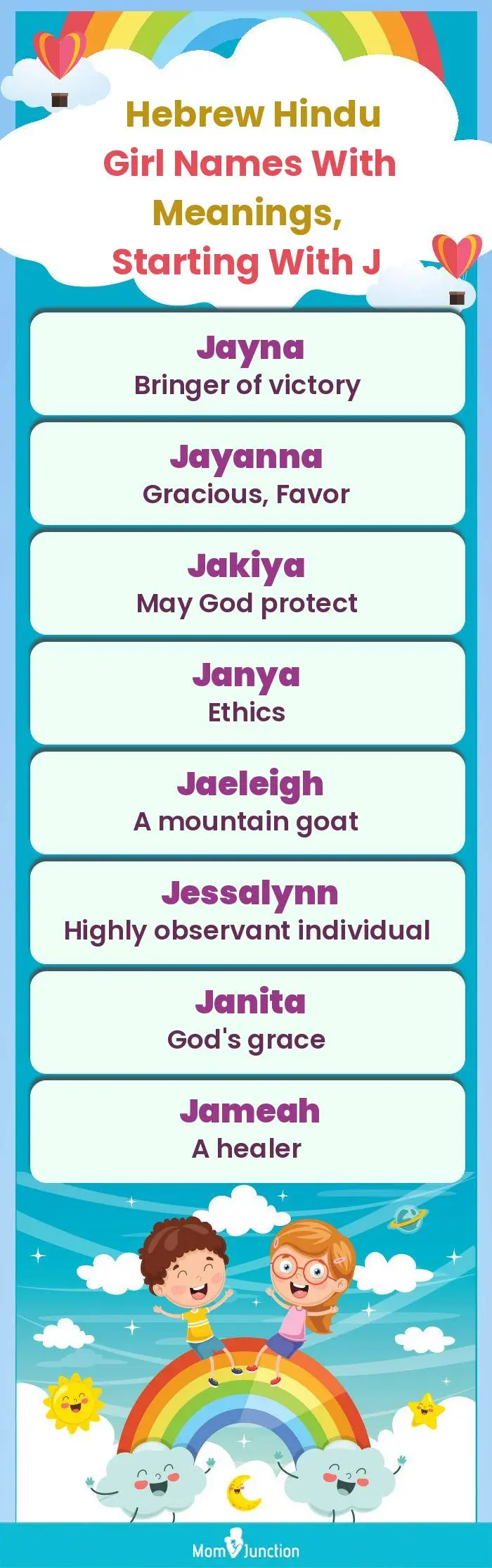  Hebrew Hindu Girl Names with Meanings, Starting With J(infographic)