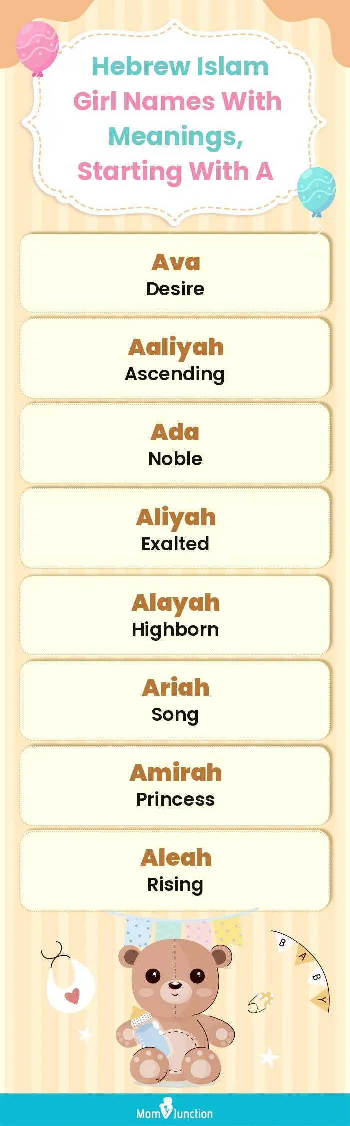  Hebrew Islam Girl Names with Meanings, Starting With A(infographic)