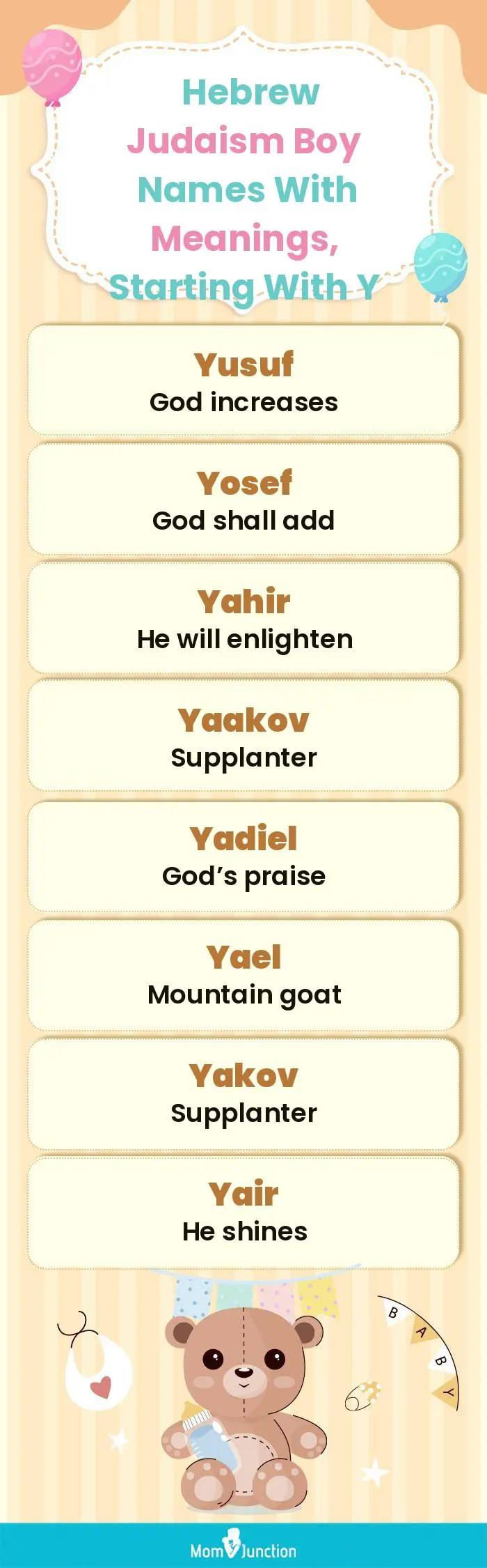  Hebrew Judaism Boy Names with Meanings, Starting With Y(infographic)