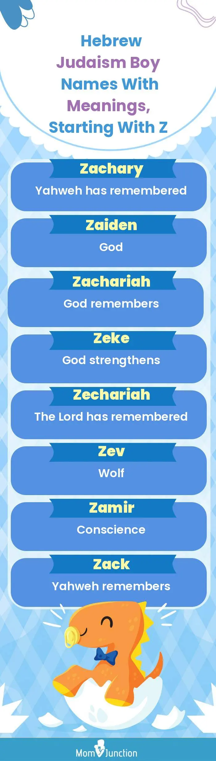  Hebrew Judaism Boy Names with Meanings, Starting With Z(infographic)