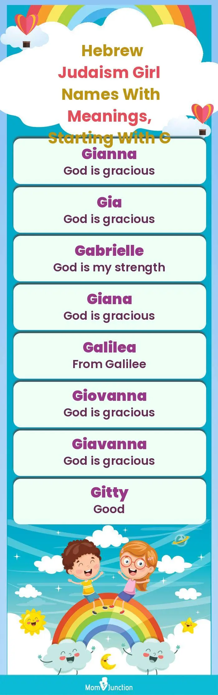  Hebrew Judaism Girl Names with Meanings, Starting With G(infographic)