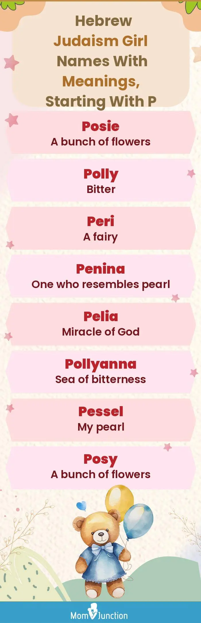  Hebrew Judaism Girl Names with Meanings, Starting With P(infographic)