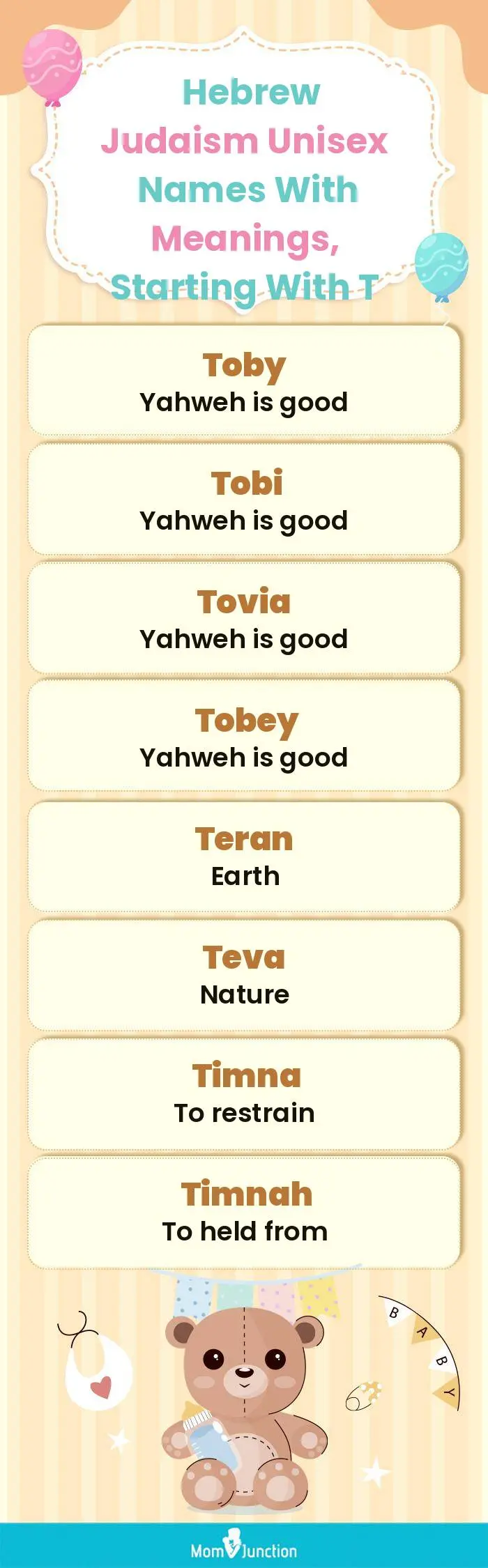  Hebrew Judaism Unisex Names with Meanings, Starting With T(infographic)