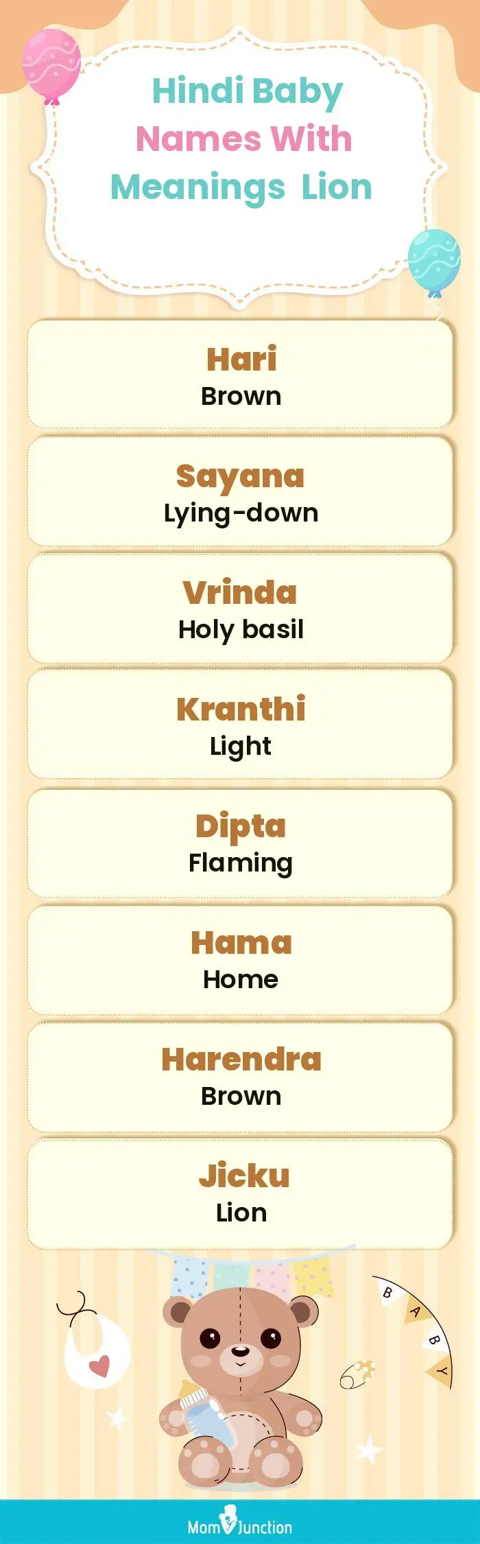  Hindi Baby Names with Meanings Lion(infographic)