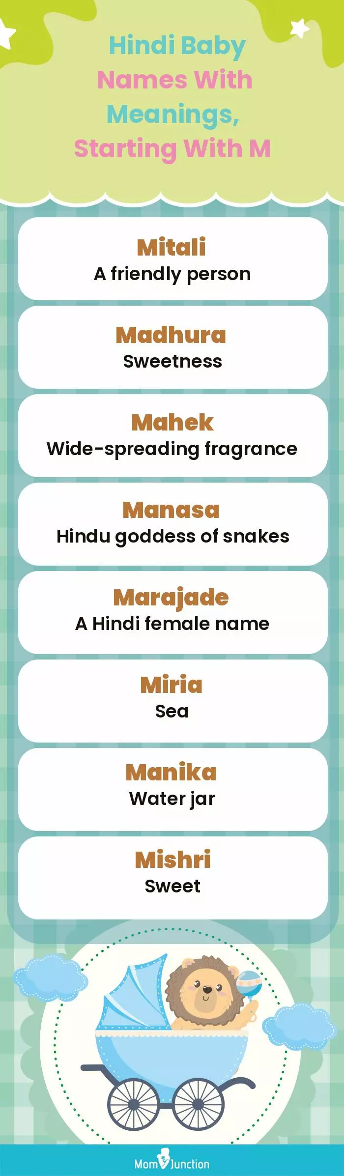  Hindi Baby Names with Meanings, Starting With M(infographic)