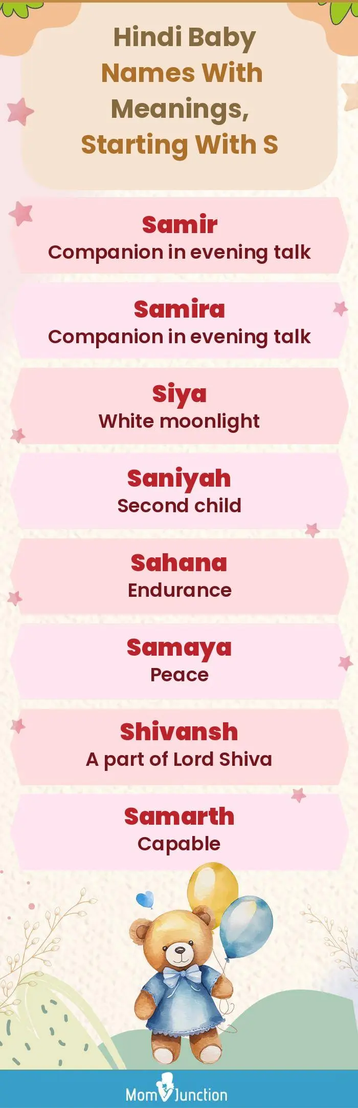  Hindi Baby Names with Meanings, Starting With S(infographic)