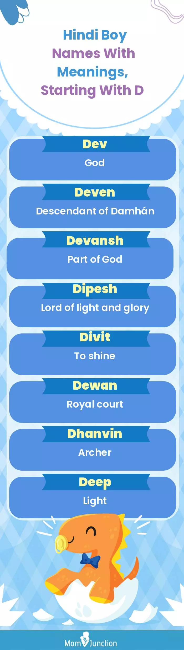  Hindi Boy Names with Meanings, Starting With D(infographic)