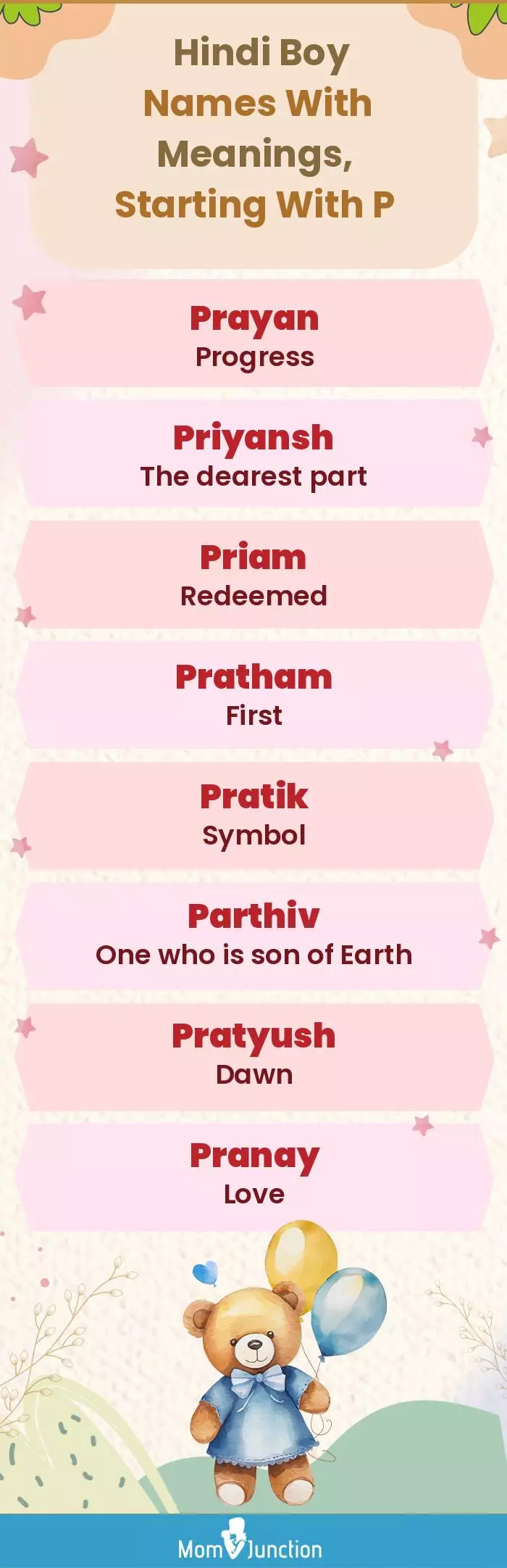  Hindi Boy Names with Meanings, Starting With P(infographic)