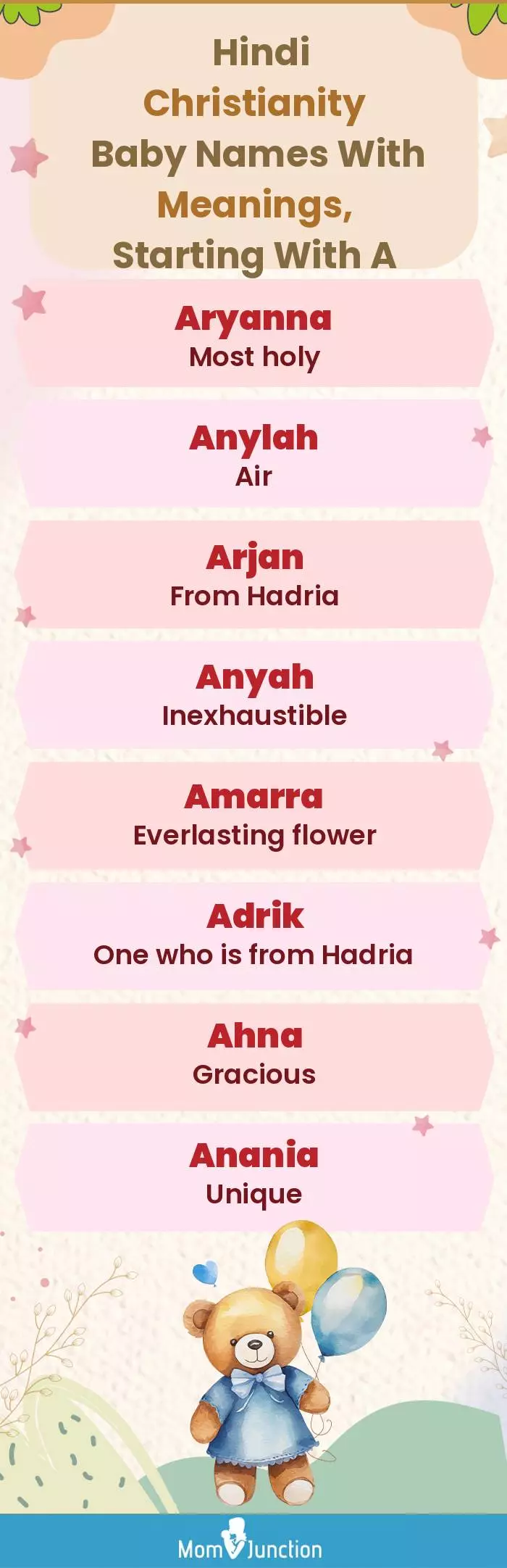  Hindi Christianity Baby Names with Meanings, Starting With A(infographic)