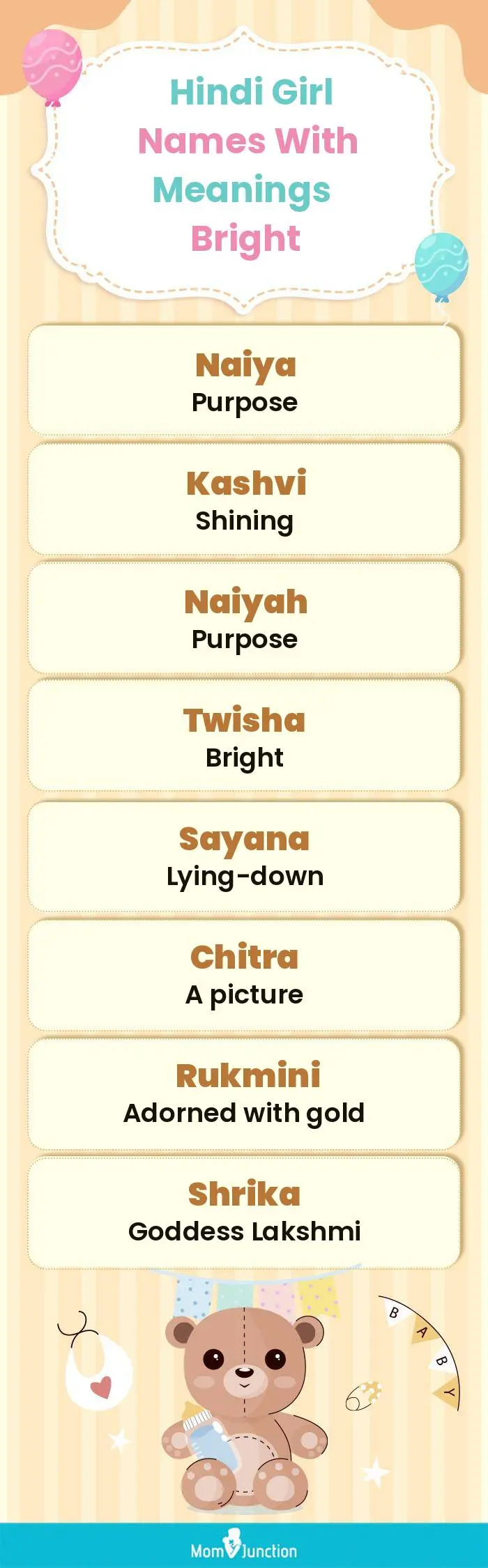  Hindi Girl Names with Meanings Bright(infographic)