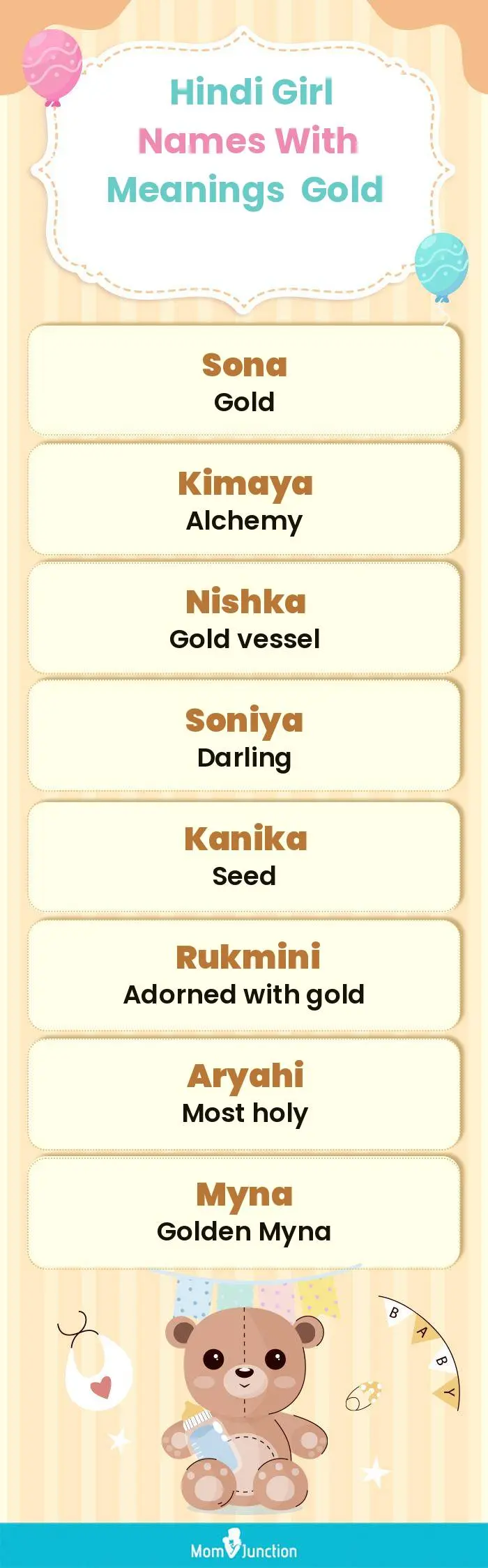  Hindi Girl Names with Meanings Gold(infographic)