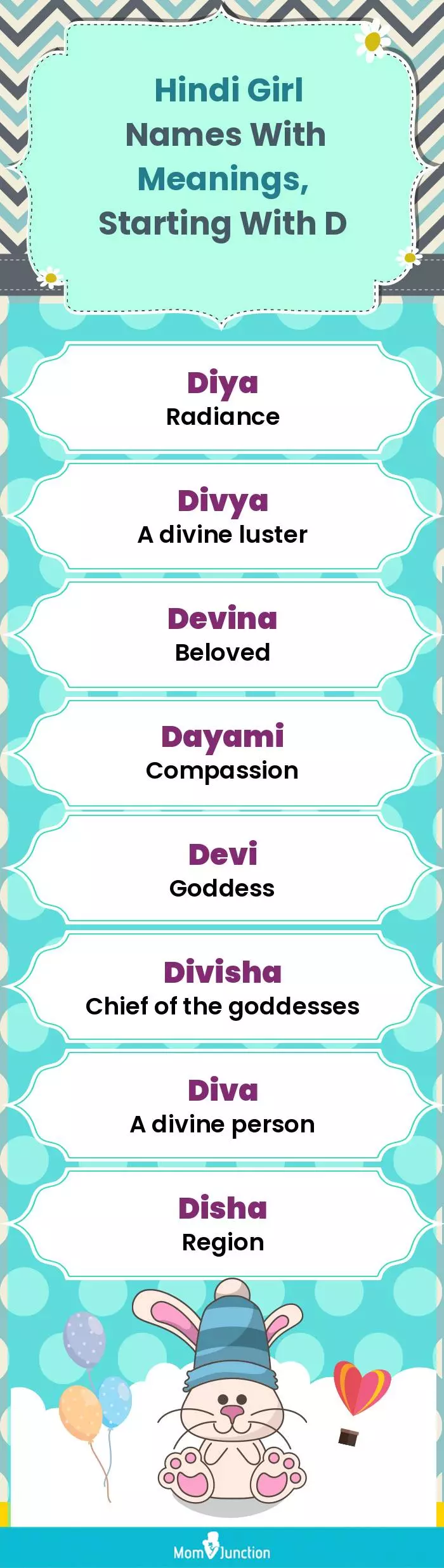  Hindi Girl Names with Meanings, Starting With D(infographic)