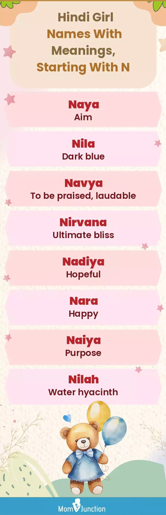  Hindi Girl Names with Meanings, Starting With N(infographic)